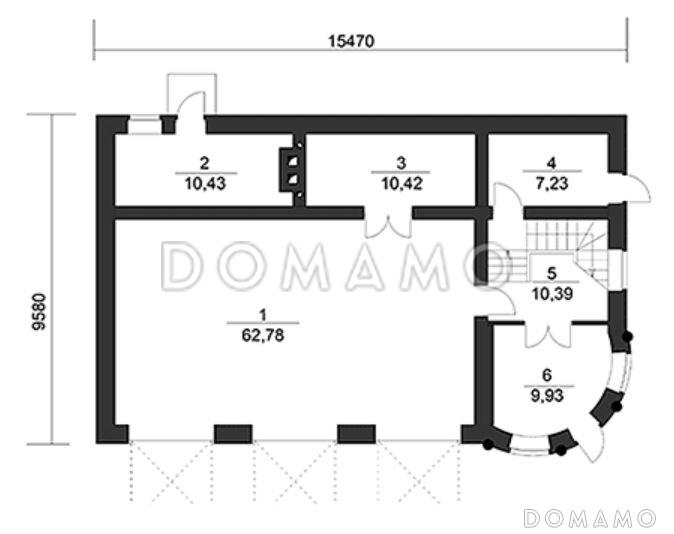 Проект гаража в классическом стиле с комнатой для охраны / План 1 этажа
