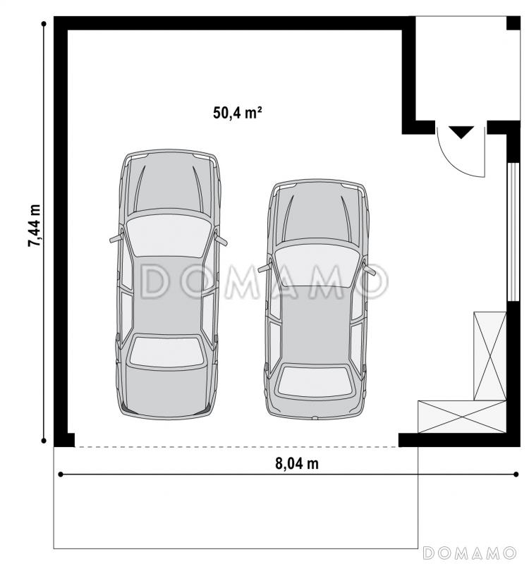 Проект гаража из газобетона для двух автомобилей  / План 1 этажа