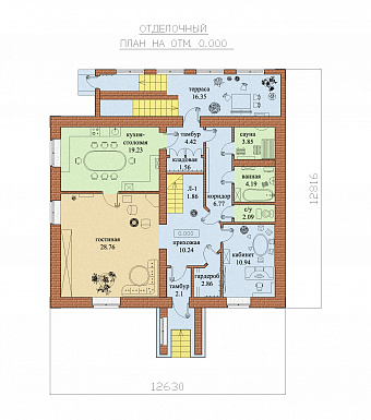 Проект дома с мансардным и цокольным этажами / План 1 этажа