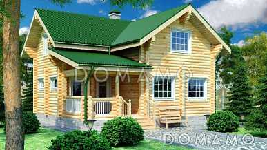 Проект дома из бревна с тремя просторными спальнями