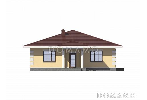 Проект одноэтажного дома из СИП панелей с тремя спальнями / Фасад 1