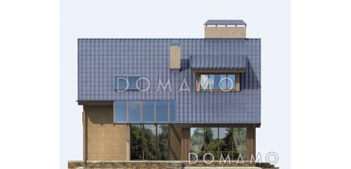 проект светлого дома с верандой и гаражом для одной машины / Фасад 4