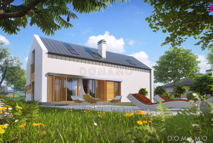 Проект одноэтажного дома из газобетона с ночной зоной на мансардном этаже и гаражом