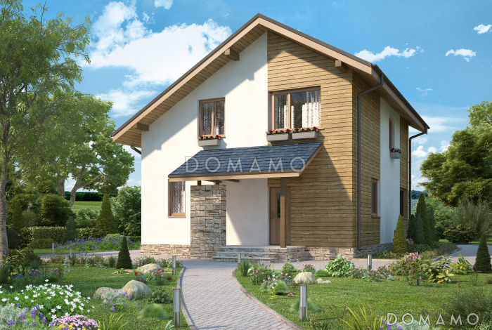 Проект  дома из пеноблоков с мансардой