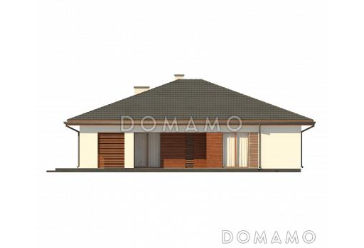 Проект одноэтажного дома из газобетона с тремя спальнями и кабинетом / Фасад 3