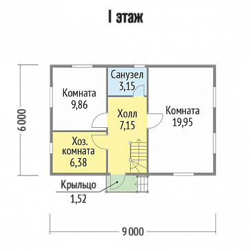 Проект каркасного дома с туалетом / План 1 этажа