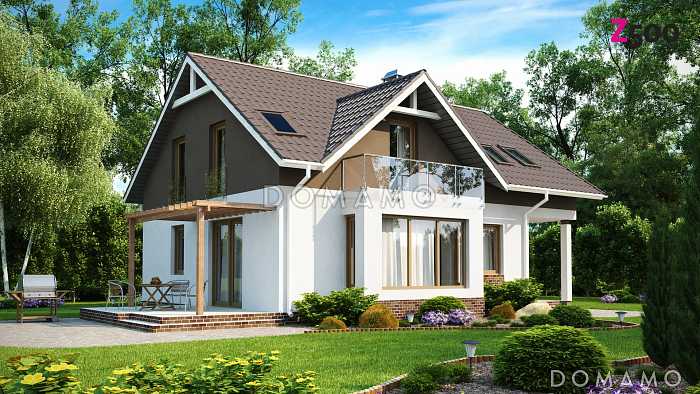 Проект одноэтажного мансардного дома из кирпича с кабинетом на первом этаже