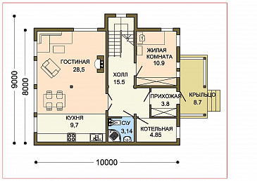 Проект небольшого каркасного дачного дома с утеплением  / План цокольного этажа