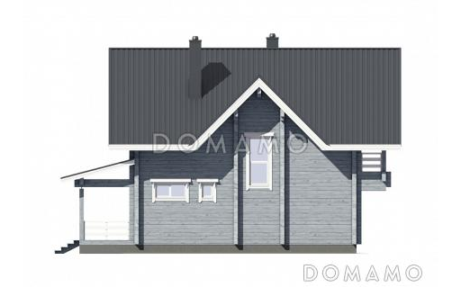 Проект современного дома из бруса с мансардой / Фасад 2