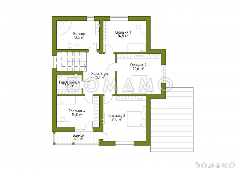 Проект просторного коттеджа в стиле шале / План мансардного этажа