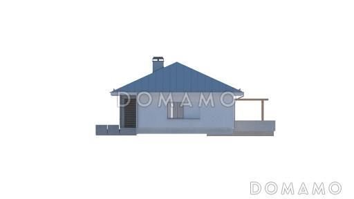 Проект практичного одноэтажного дома из газобетона с двумя частично крытыми террасами / Фасад 2