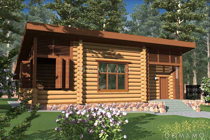 Проект деревянной бани с односкатной крышей