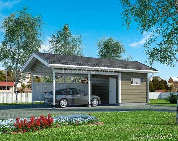 Проект каркасного навеса со складским помещением