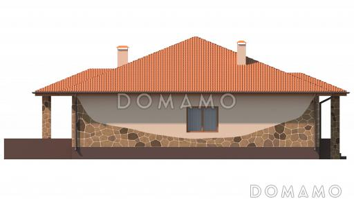 Проект одноэтажного дома с террасой, кладовой в большой кухне-столовой, сауной / Фасад 3