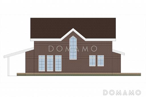 Проект каркасного дома с навесом и гаражом / Фасад 3