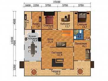 Проект дома для большой семьи / План 1 этажа