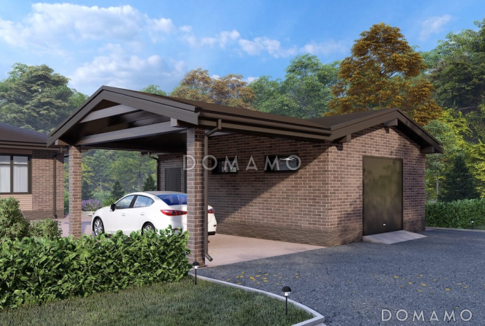 Проект утепленного гаража из газобетона с навесом и погребом