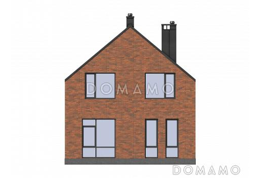 Проект загородного дома в стиле Барнхаус с тремя санузлами, гостиной с камином, кладовой у крыльца / Фасад 4