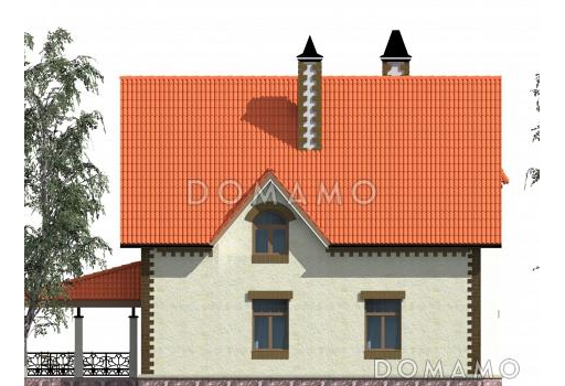 Дом с островерхой кровлей и двухэтажным эркером / Фасад 3