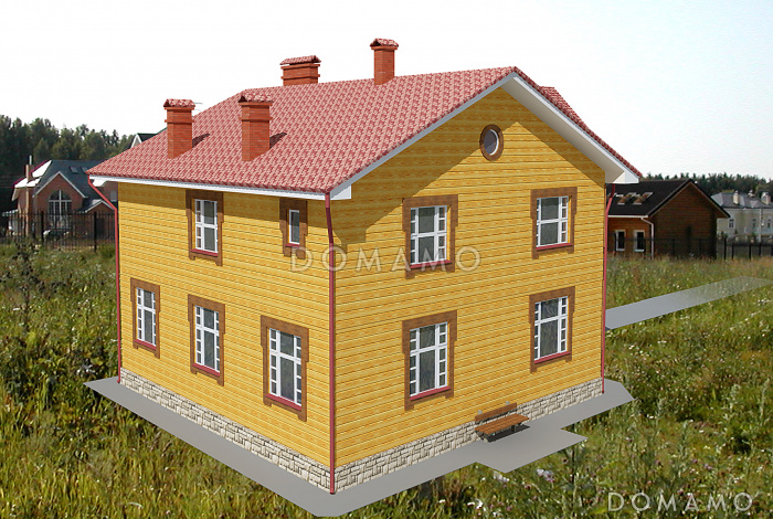 Двухэтажный дом с двумя эркерами