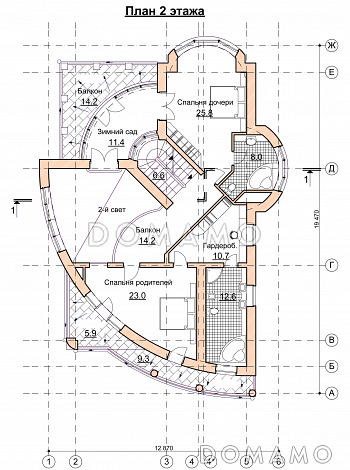 Проект современного дома с мансардным и цокольным этажом / План 2 этажа