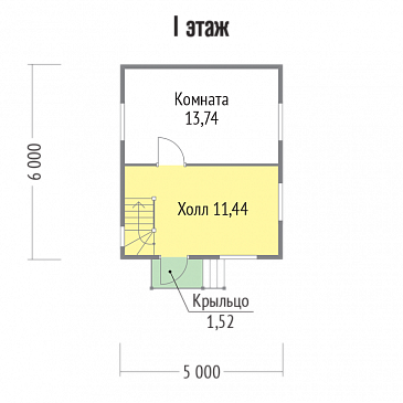 Проект классического дома с крыльцом из бруса / План 1 этажа