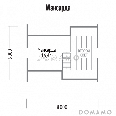 Проект бани из клееного бруса со вторым светом / План мансардного этажа