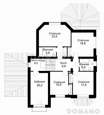Проект представительного особняка с облицовкой камнем / План 2 этажа