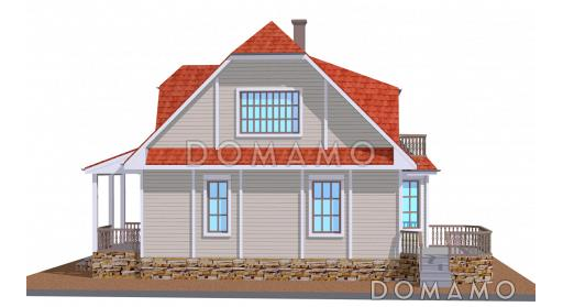 Проект коттеджа из газобетона с вальмовой крышей / Фасад 2