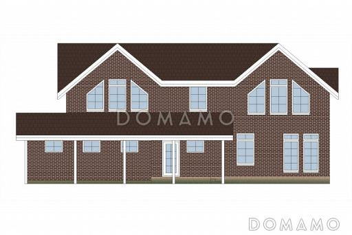 Проект каркасного дома с навесом и гаражом / Фасад 2