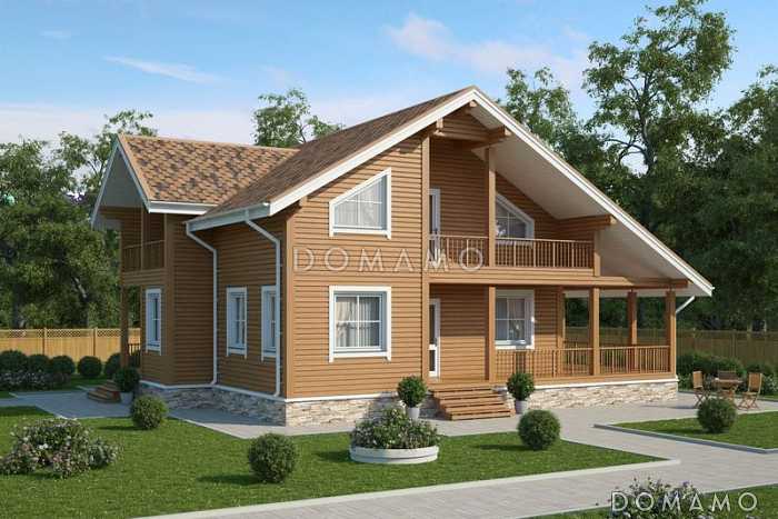 Проект большого деревянного дома, со всеми необходимыми комнатами
