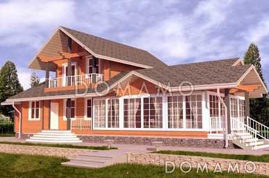 Проект дома с просторной верандой с панорамными окнами