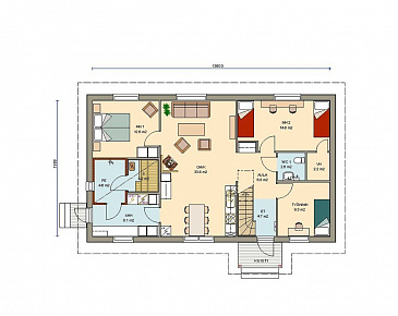 Проект каркасного дома с комнатой отдыха на втором этаже / План 1 этажа