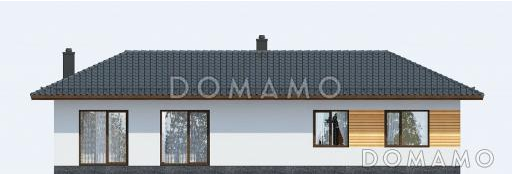 Проект одноэтажного дома из газобетона с большими окнами в гостиной / Фасад 3