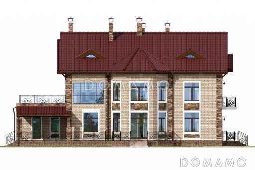 Проект дома из пеноблоков с бильярдной и небольшой сауной / Фасад 4