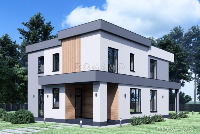 Проект дома в стиле Хай-тек с эксплуатируемой кровлей S-182