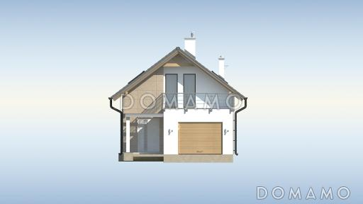 Проект одноэтажного мансардного дома из кирпича с тремя спальнями и террасой над гаражом / Фасад 1