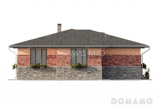 Проект одноэтажного дома средних размеров с 4 спальнями и небольшой террасой / Фасад 2