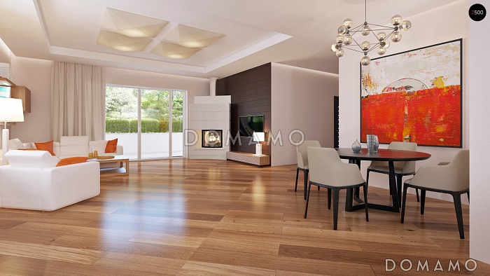 Проект одноэтажного дома из газобетона с тремя спальнями и гаражом на два автомобиля, с возможностью обустройства мансарды