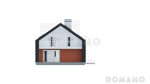 Проект одноэтажного мансардного дома из кирпича с балконом и современными элементами экстерьера / Фасад 3