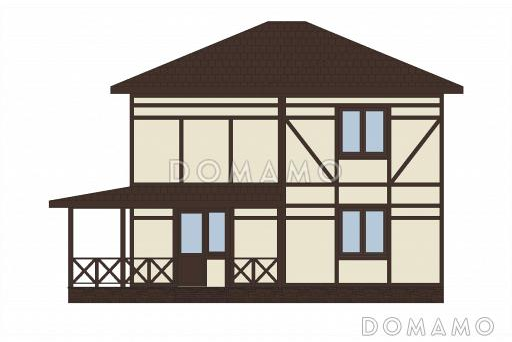 Проект двухэтажного каркасного дома в стиле фахверк / Фасад 2