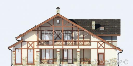 Проект дома из газобетона с гаражом на два автомобиля и бильярдной комнатой / Фасад 3