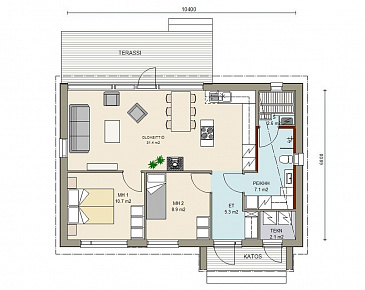 Проект каркасного дачного дома / План 1 этажа