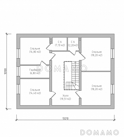 Проект яркого классического дома из СИП панелей с мансардой, террасой, гаражом и навесом для автомобиля / План мансардного этажа