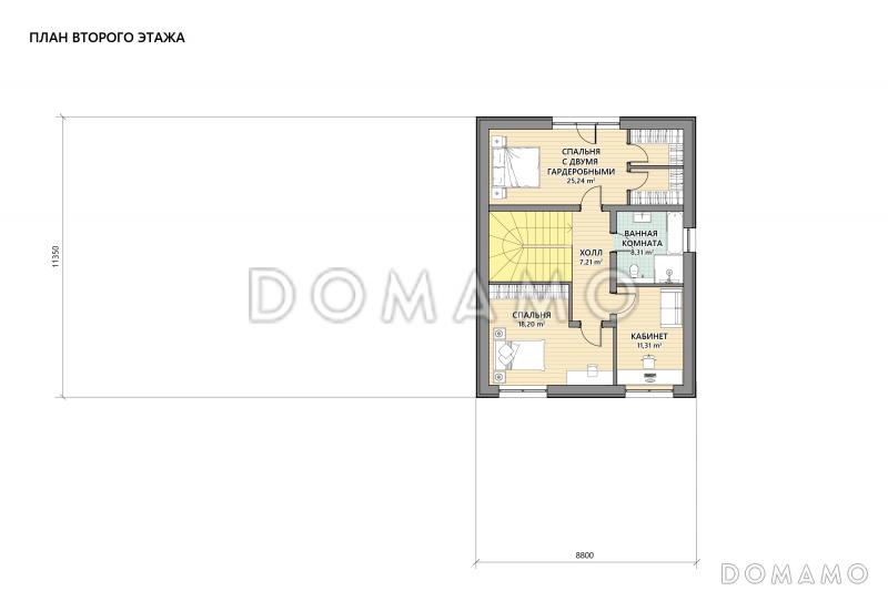 Проект кирпичного дома с мансардой, террасой барбекю и сауной / План мансардного этажа