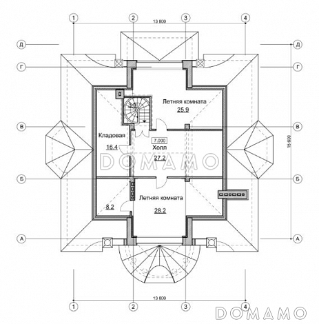 Проект изящного и просторного коттеджа / План мансардного этажа
