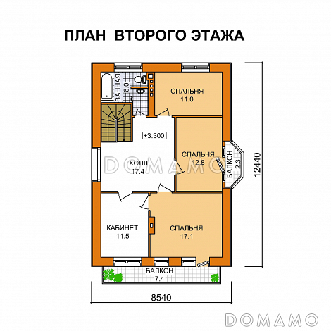 Проект кирпичного дома с мансардным этажом и эркером / План мансардного этажа
