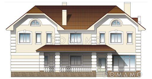 Проект дома с бассейном / Фасад 1