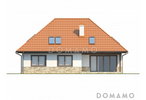 Проект классического мансардного дома из кирпича с необычной планировкой второго этажа / Фасад 2