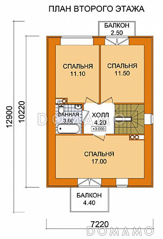Проект компактного дома с мансардой из СИП панелей / План мансардного этажа